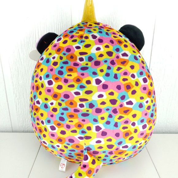 Ty Squish A Boos Giselle Plush 12" Stuffed Animal Rainbow Leopard Multicolor - Picture 4 of 9